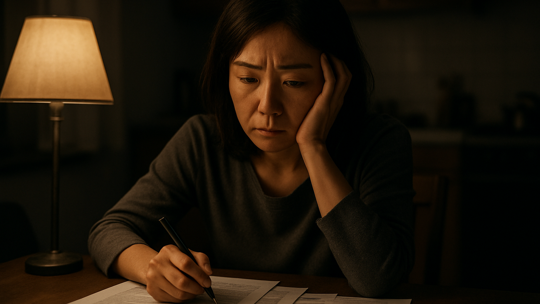 浮気が発覚し慰謝料請求を前に一人で悩む女性のイメージ