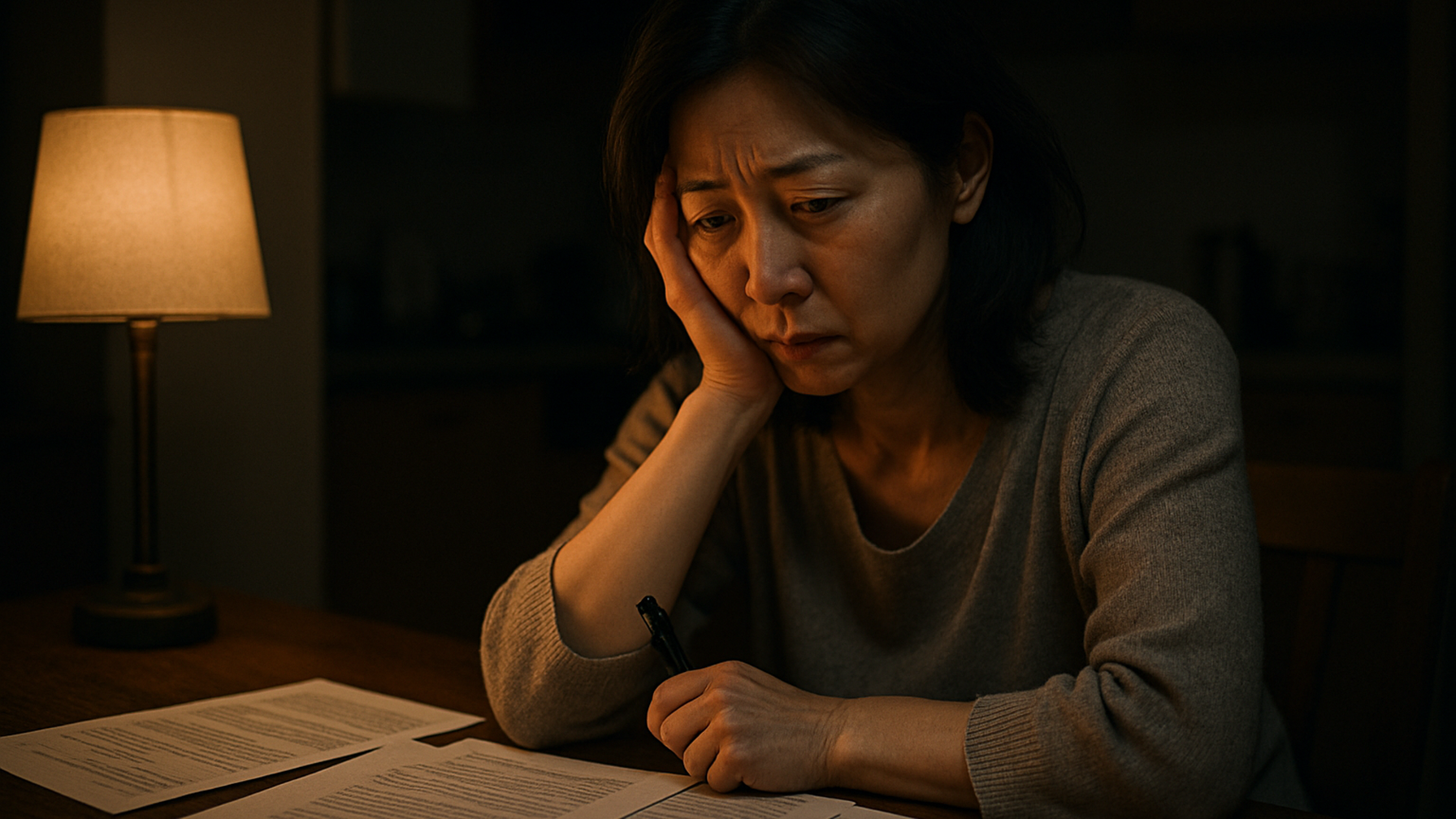 浮気が発覚し慰謝料請求を前に一人で悩む女性のイメージ
