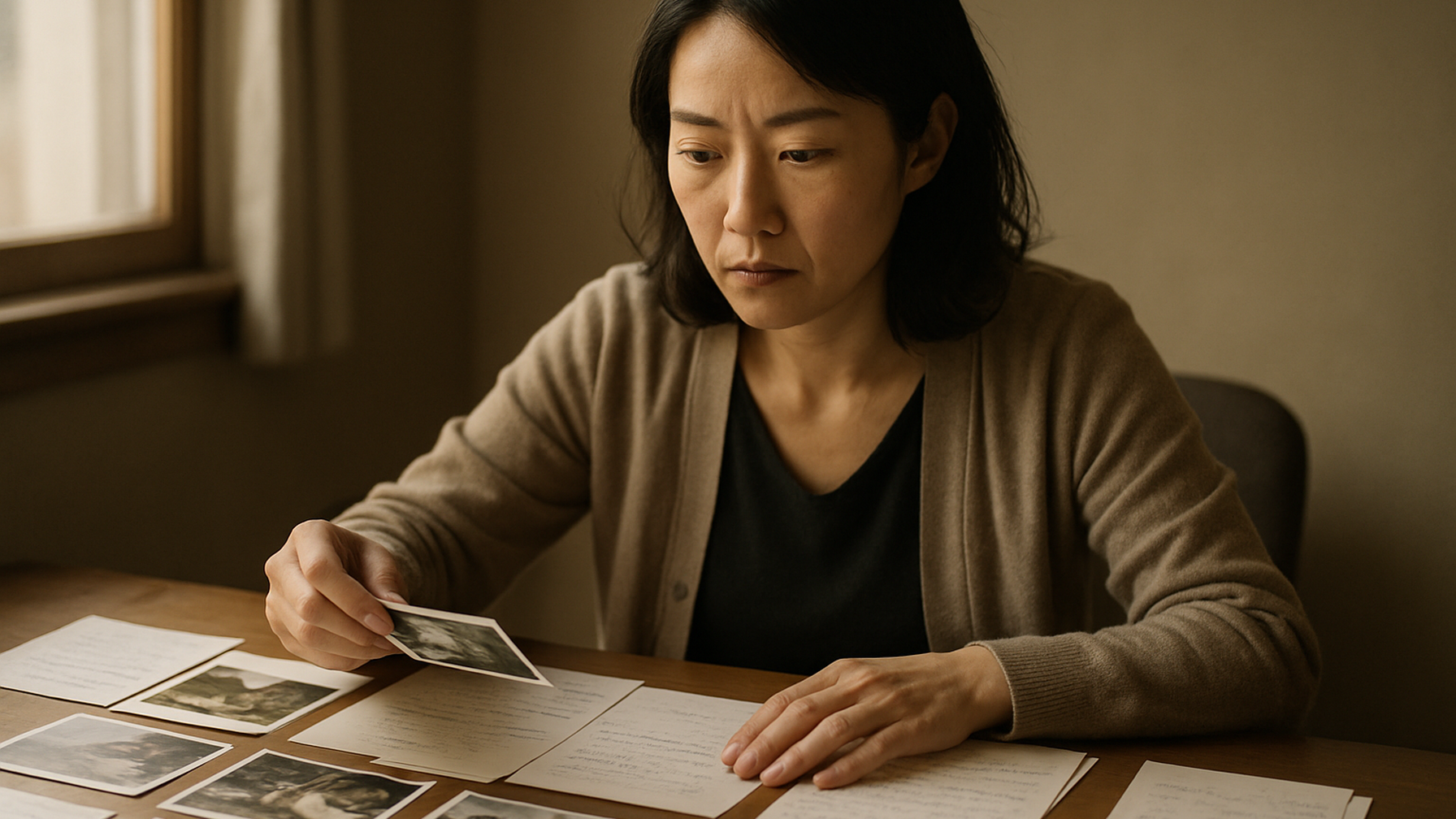 証拠書類を整理し慰謝料請求の準備を進める女性のイメージ
