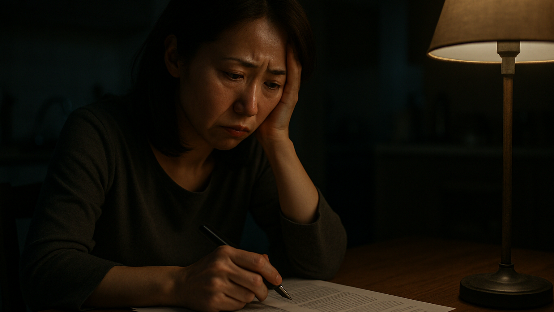 浮気が発覚し慰謝料請求を前に一人で悩む女性のイメージ