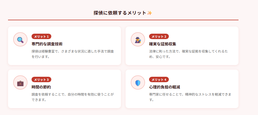 探偵に依頼するメリット✨の図解