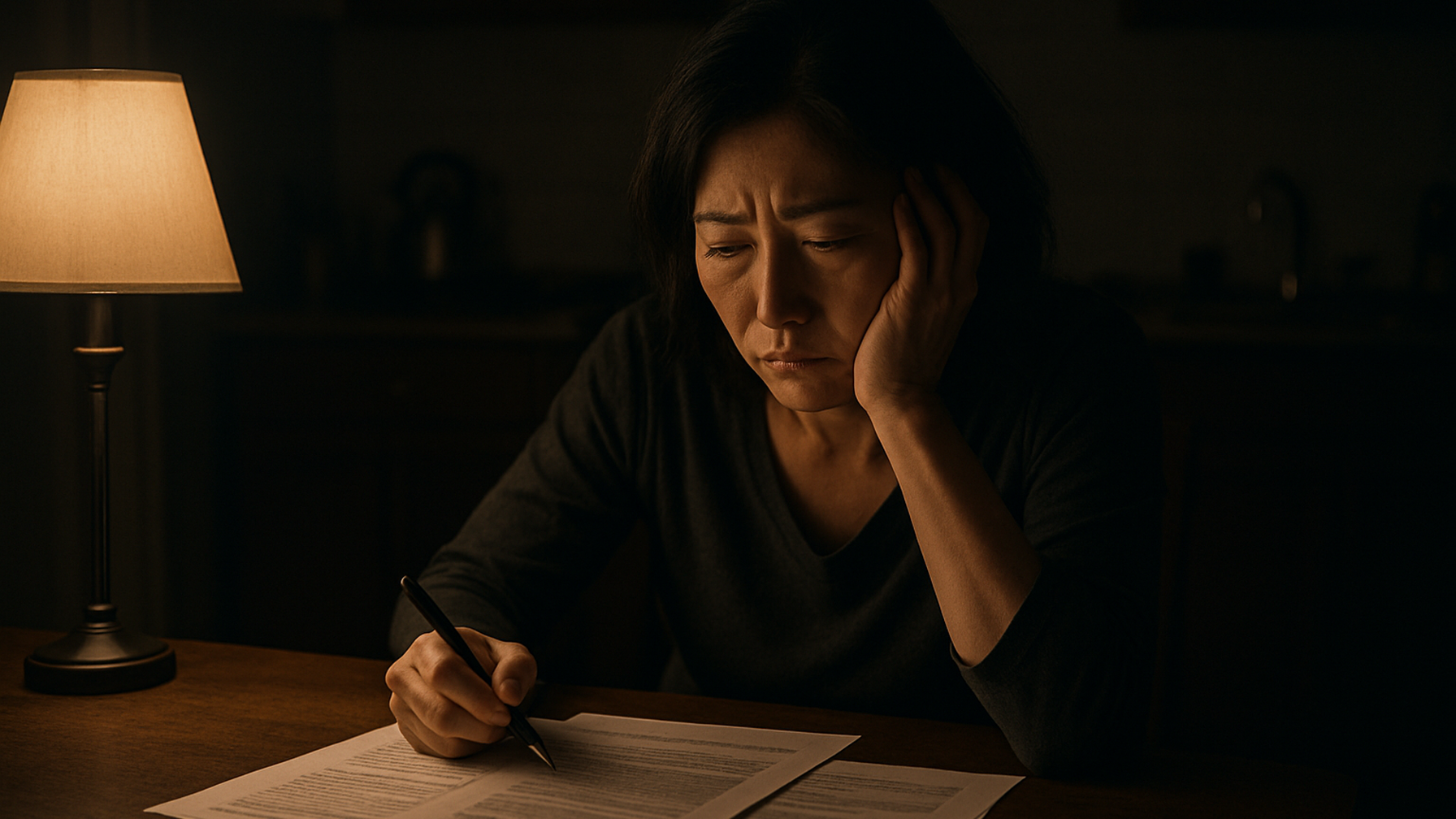 浮気が発覚し慰謝料請求を前に一人で悩む女性のイメージ