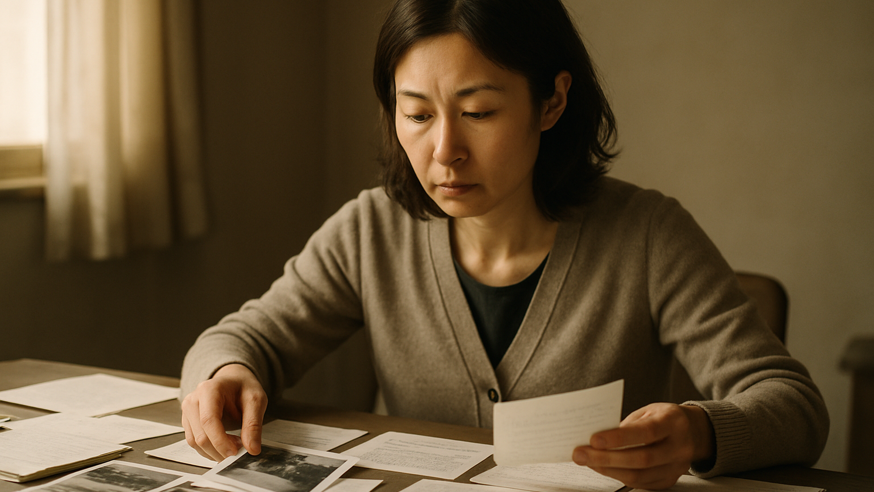 証拠書類を整理し慰謝料請求の準備を進める女性のイメージ