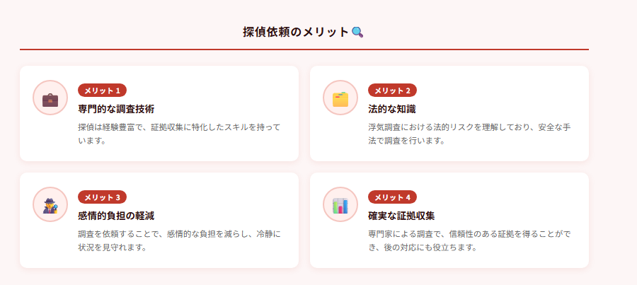 探偵依頼のメリット🔍の図解
