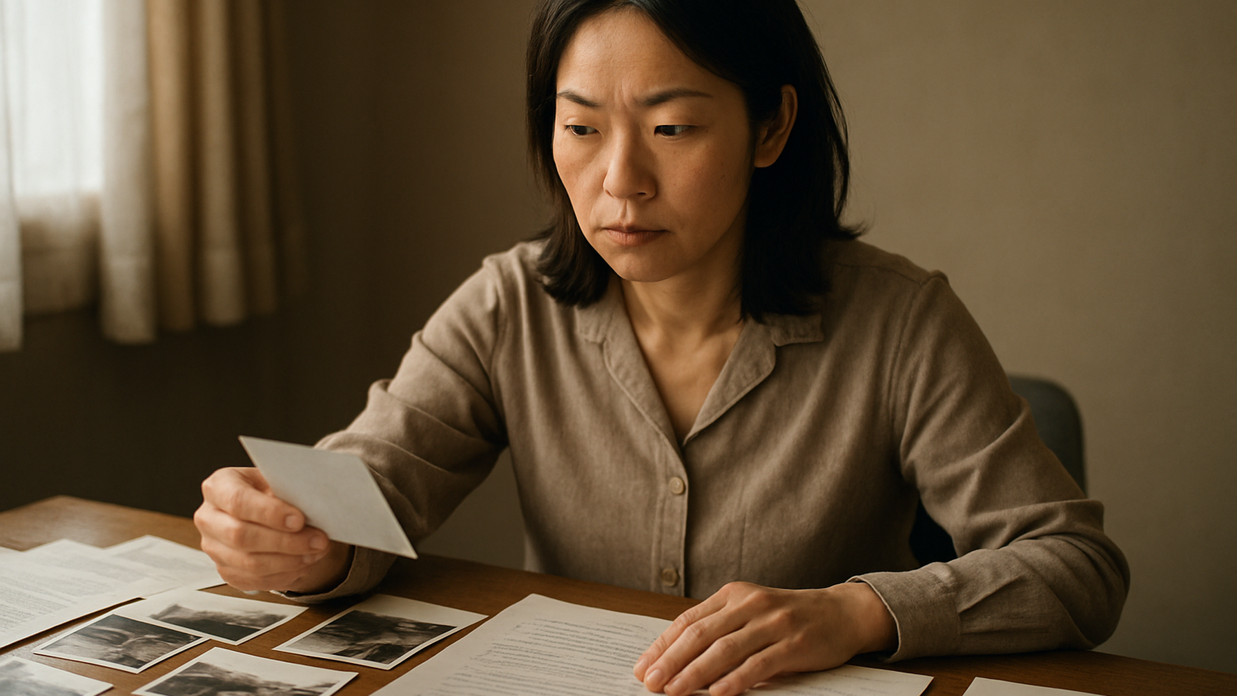 証拠書類を整理し慰謝料請求の準備を進める女性のイメージ