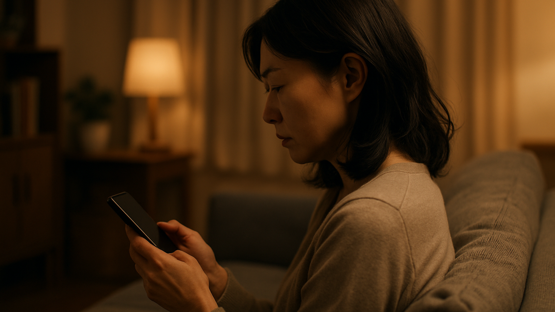 杉並区でパートナーの浮気を疑い一人で悩む女性のイメージ