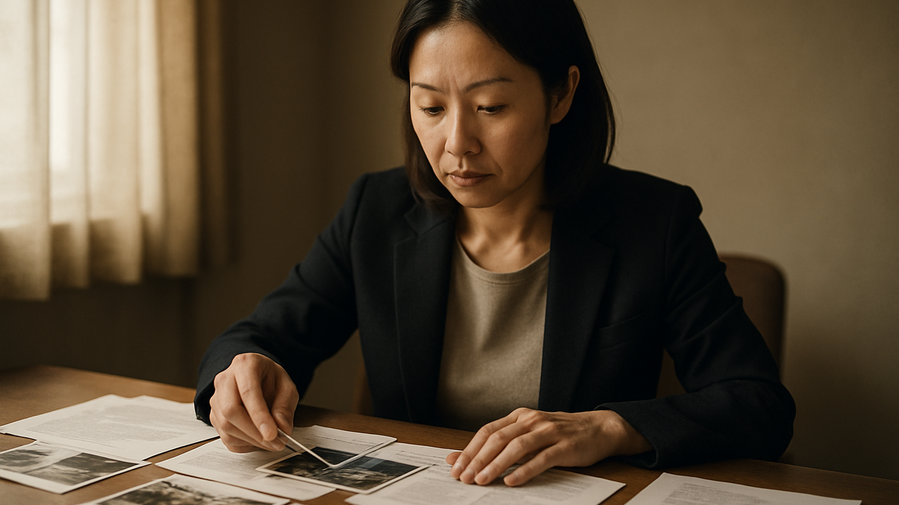 証拠書類を整理し慰謝料請求の準備を進める女性のイメージ
