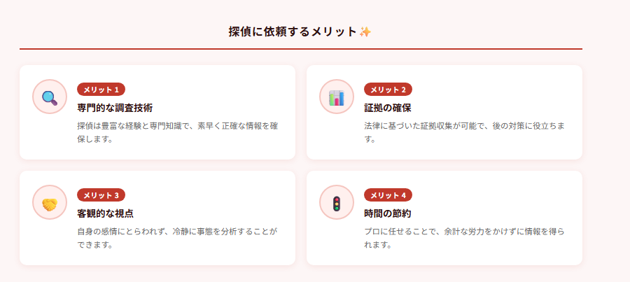 探偵に依頼するメリット✨の図解