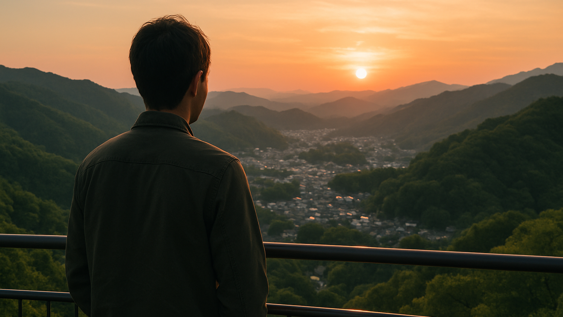 あきる野市の自然を背景に未来を考える人