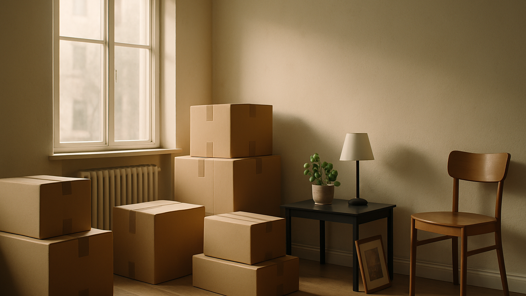 別居して新しい部屋に引っ越した後の静かな室内