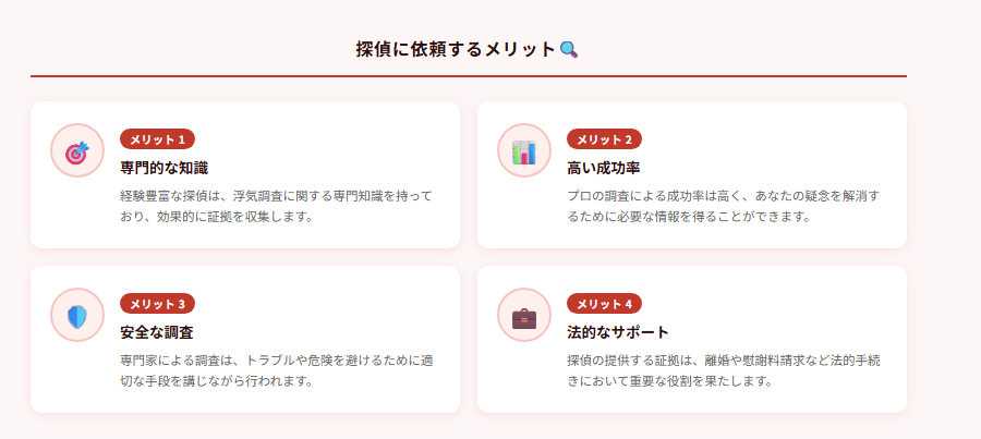 探偵に依頼するメリット🔍の図解