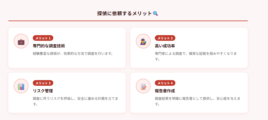 探偵に依頼するメリット🔍の図解