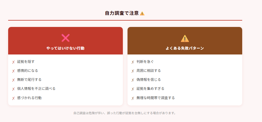 自力調査で注意⚠️のチェックリスト図解
