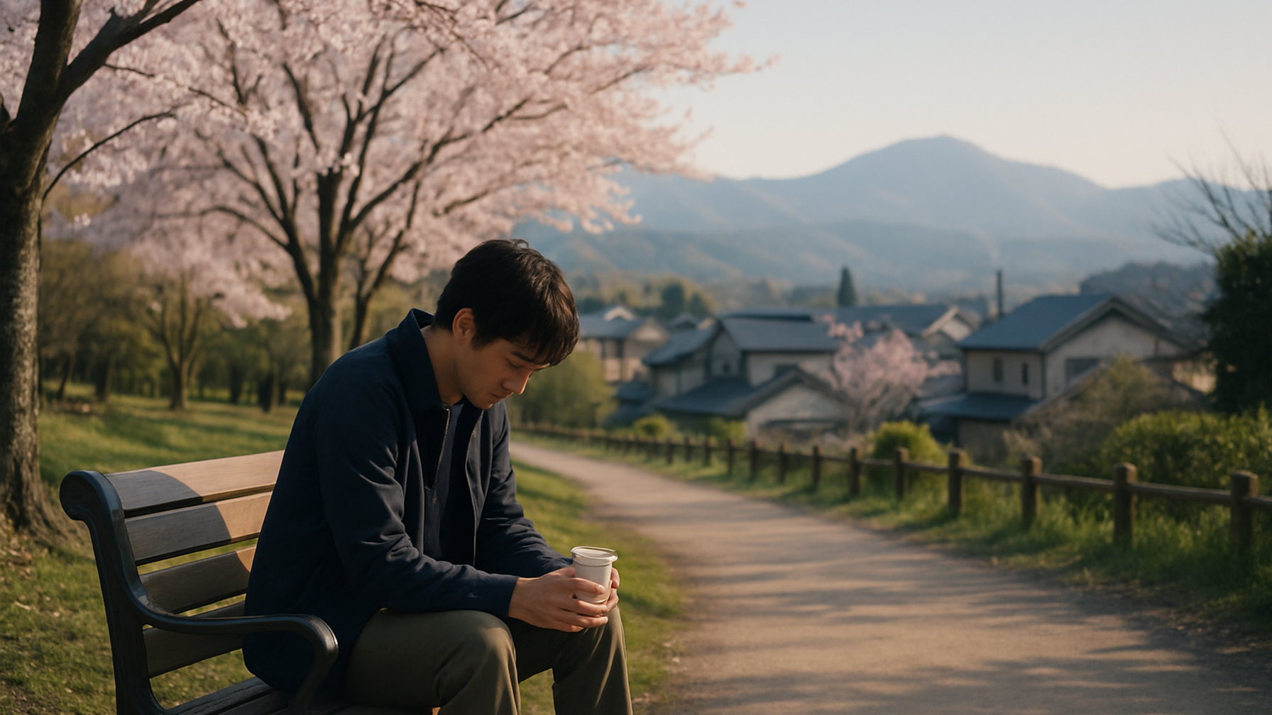 八王子市の風景で内省する様子