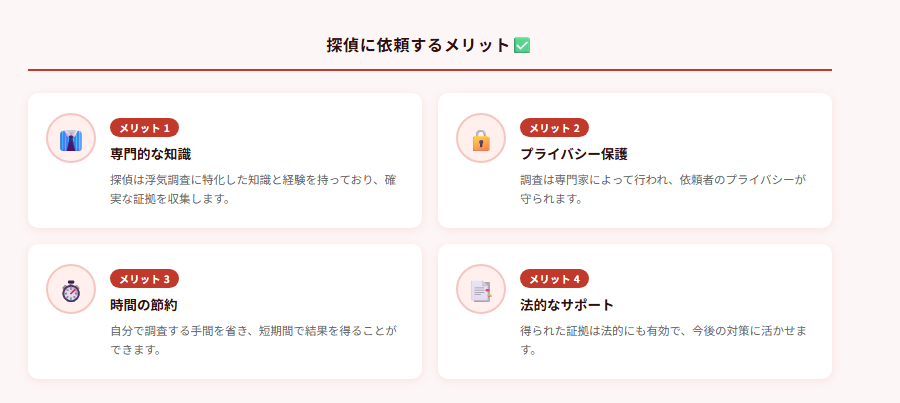 探偵に依頼するメリット✅の図解