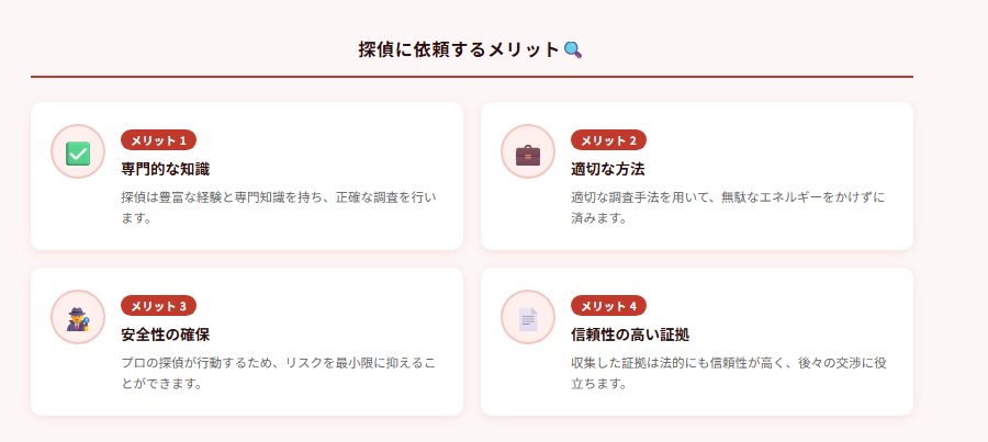 探偵に依頼するメリット🔍の図解