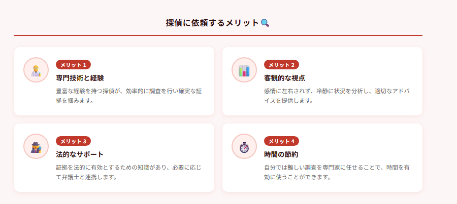 探偵に依頼するメリット🔍の図解