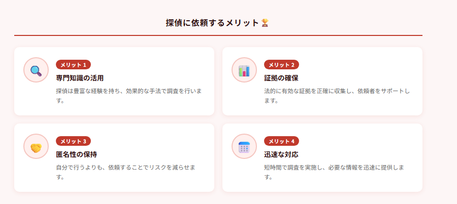 探偵に依頼するメリット🏆の図解