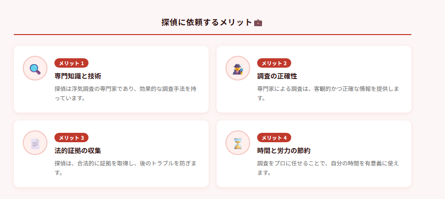 探偵に依頼するメリット💼の図解