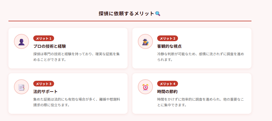探偵に依頼するメリット🔍の図解