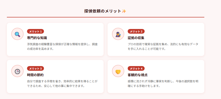 探偵依頼のメリット✨の図解