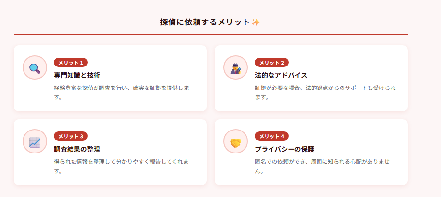 探偵に依頼するメリット✨の図解