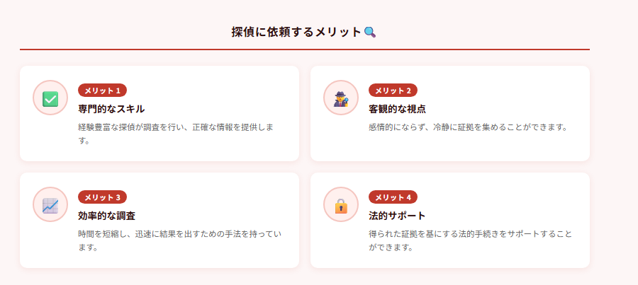 探偵に依頼するメリット🔍の図解