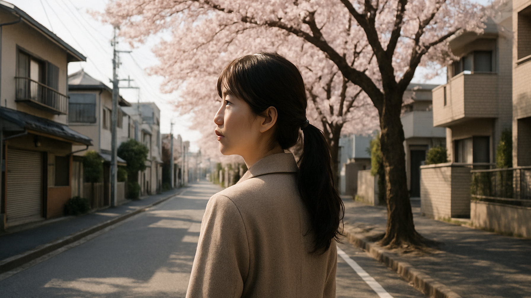 三鷹市での決断を考える女性の姿。