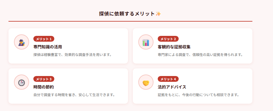 探偵に依頼するメリット✨の図解