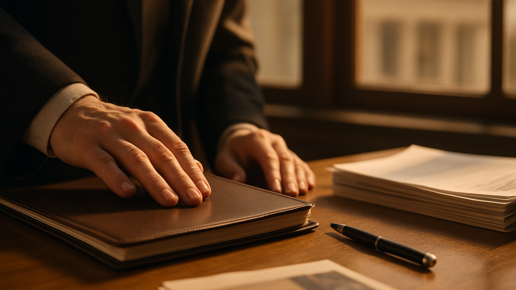 裁判に向けて証拠書類をまとめ決断する様子