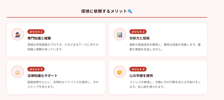 探偵に依頼するメリット🔍の図解