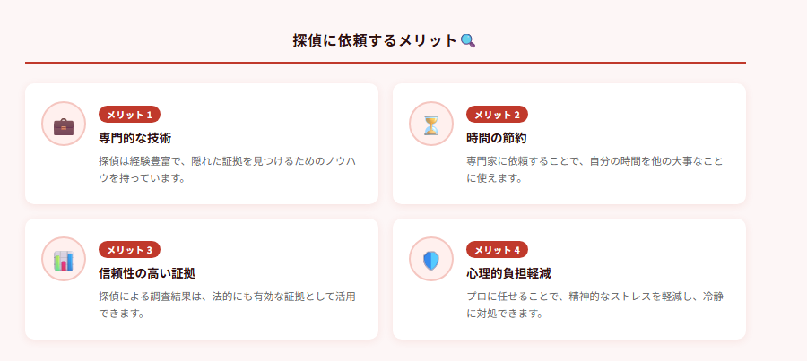 探偵に依頼するメリット🔍の図解