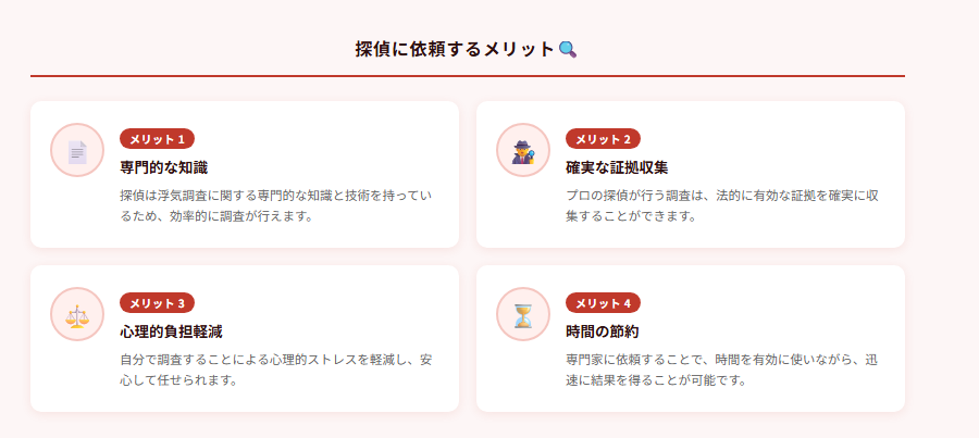 探偵に依頼するメリット🔍の図解