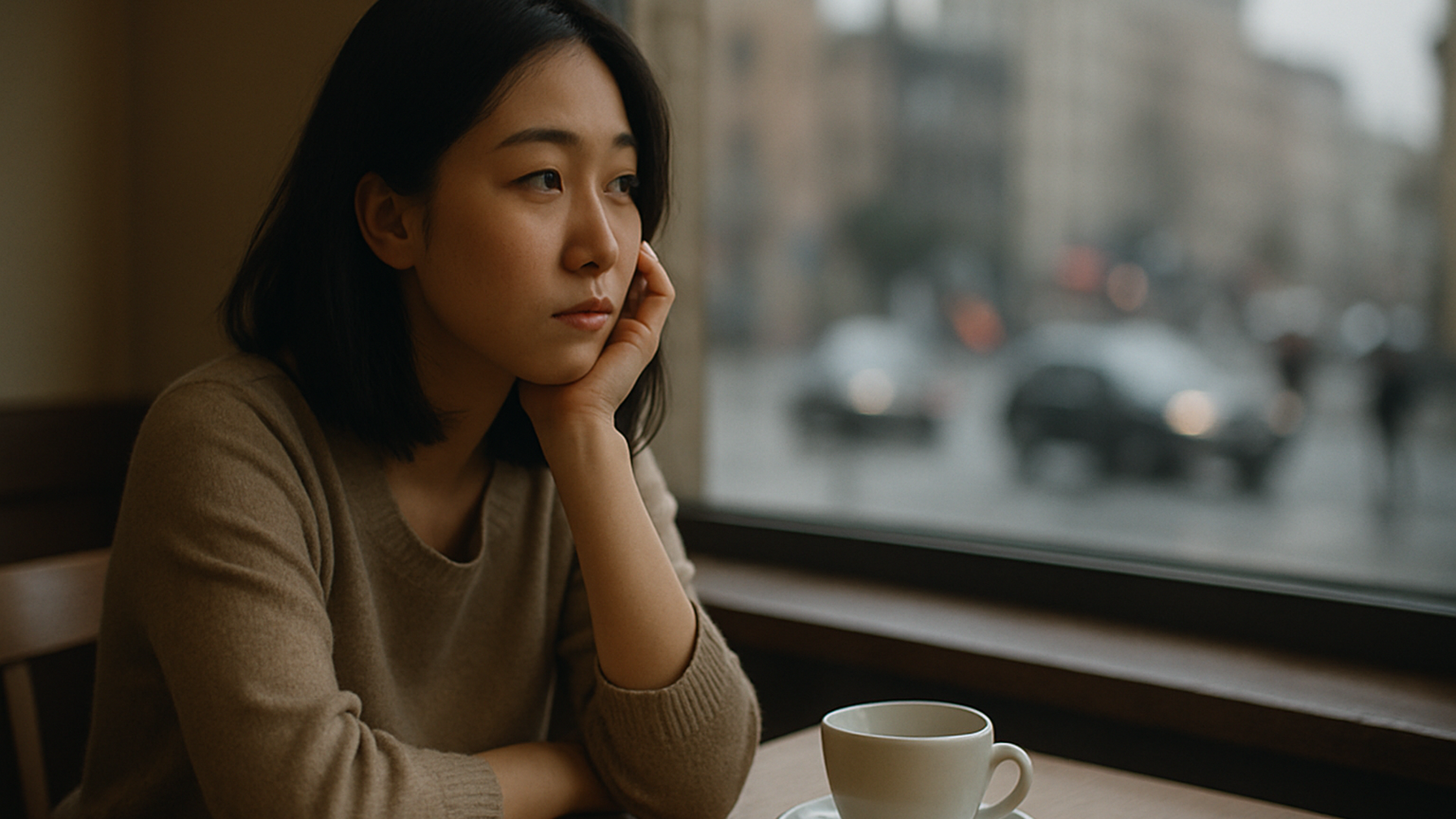 感情に寄り添う悩む女性の背中