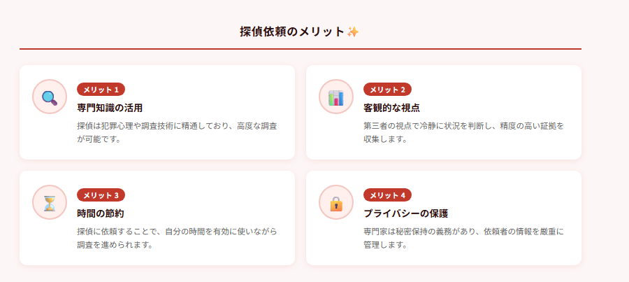 探偵依頼のメリット✨の図解