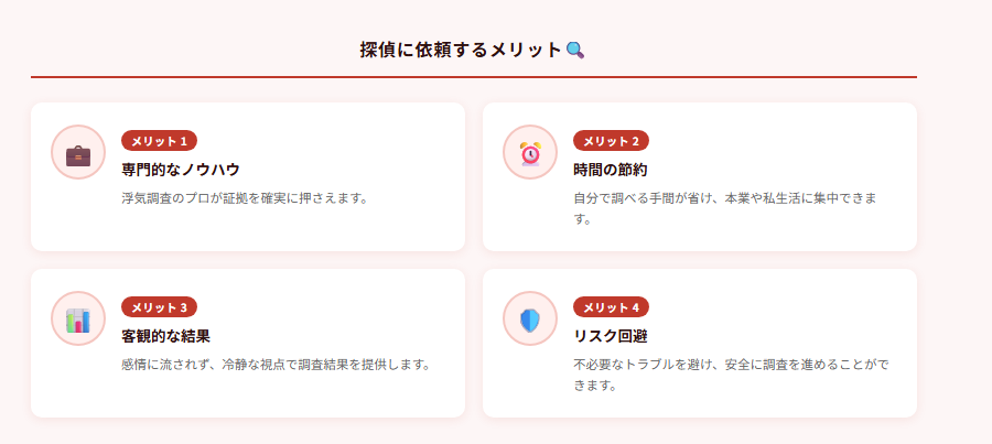 探偵に依頼するメリット🔍の図解