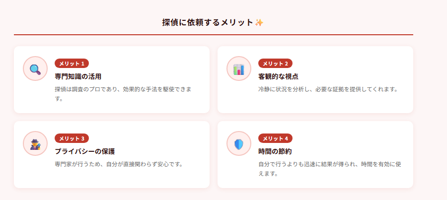 探偵に依頼するメリット✨の図解