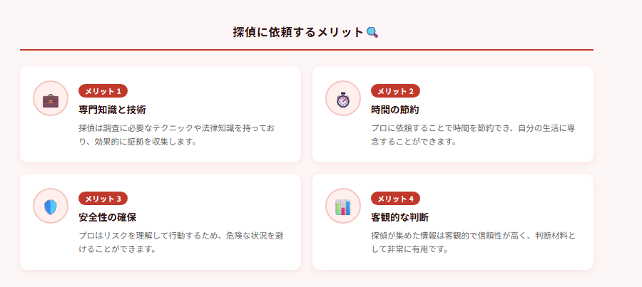 探偵に依頼するメリット🔍の図解